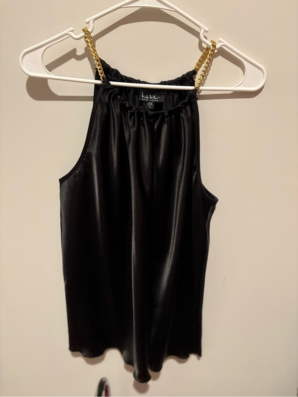 Nicole Miller Black and Gold Chain Tank